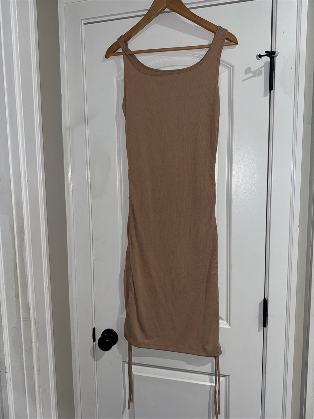 Sleeveless Mini Bodycon Dress in Taupe